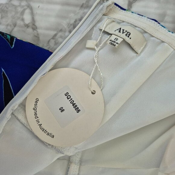 NWT Ava Tropical Floral Print Strapless Cocktail Mini Dress Front Slit - Picture 7 of 11